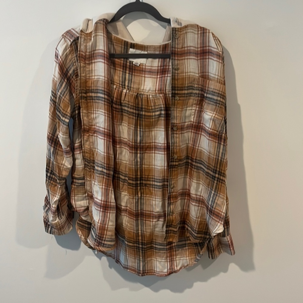 American Eagle hooded flannel size S
